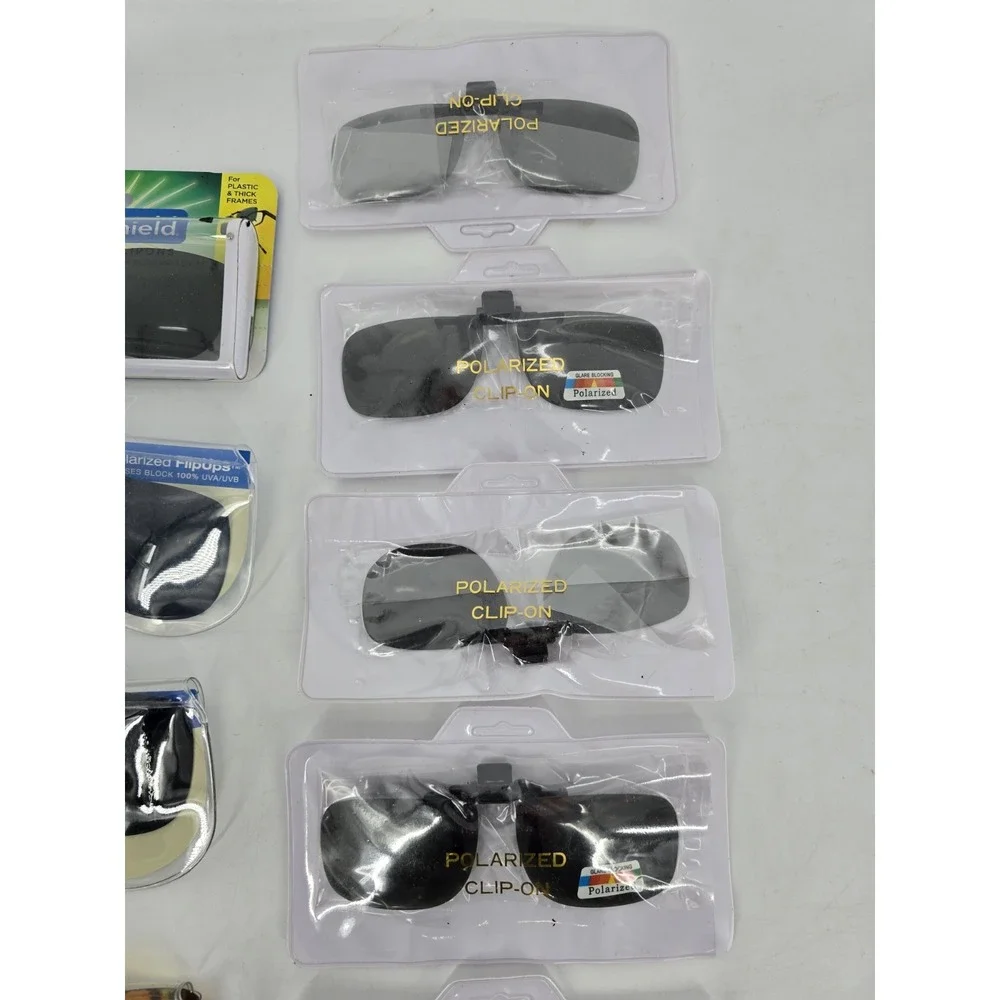 12 Lot Of VTG New Clip‎ On Sunglasses - Solar Shield- Polarized - Japan